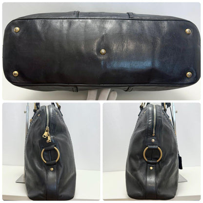 Saint Laurent Hand Bag Tote Purse Muse Leather Black Authentic