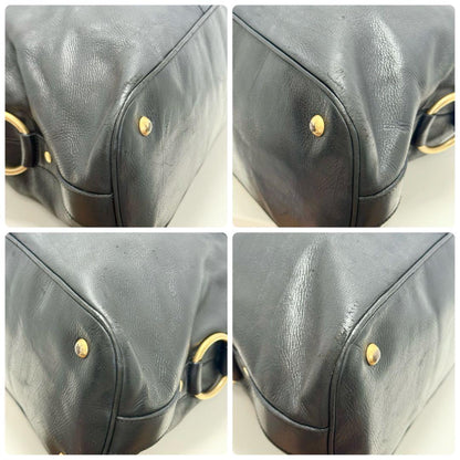 Saint Laurent Hand Bag Tote Purse Muse Leather Black Authentic