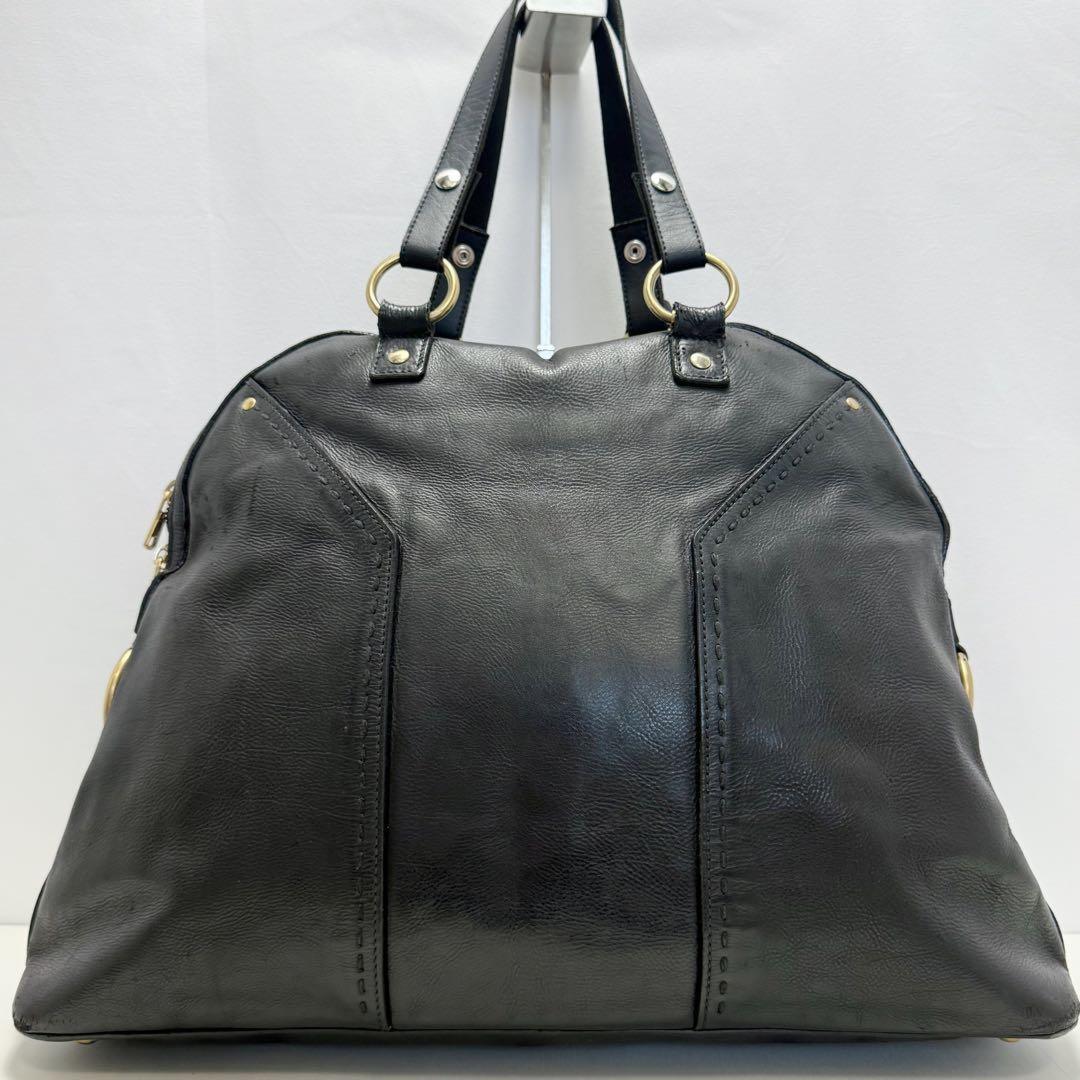 Saint Laurent Hand Bag Tote Purse Muse Leather Black Authentic