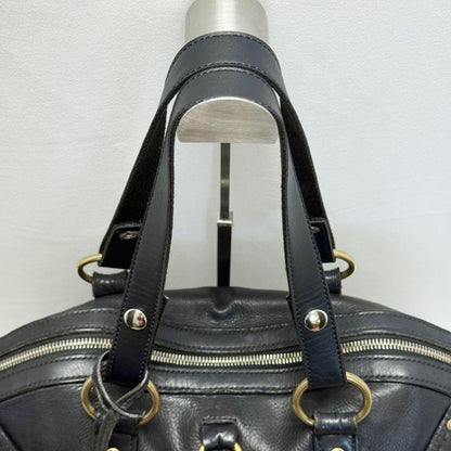 Saint Laurent Hand Bag Tote Purse Muse Leather Black Authentic