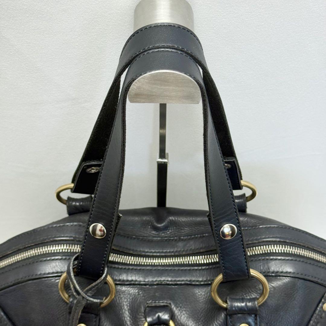 Saint Laurent Hand Bag Tote Purse Muse Leather Black Authentic