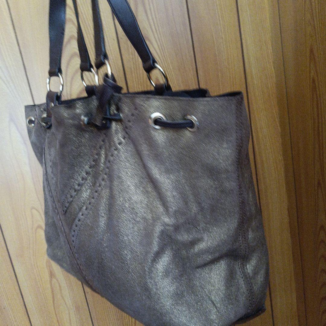 Saint Laurent Hand Bag Tote Purse Y Line Leather Brown Gold Authentic