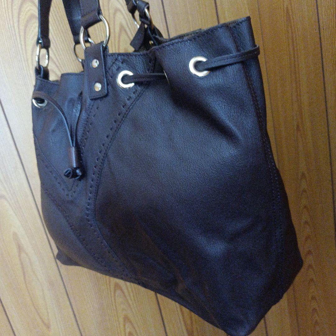 Saint Laurent Hand Bag Tote Purse Y Line Leather Brown Gold Authentic