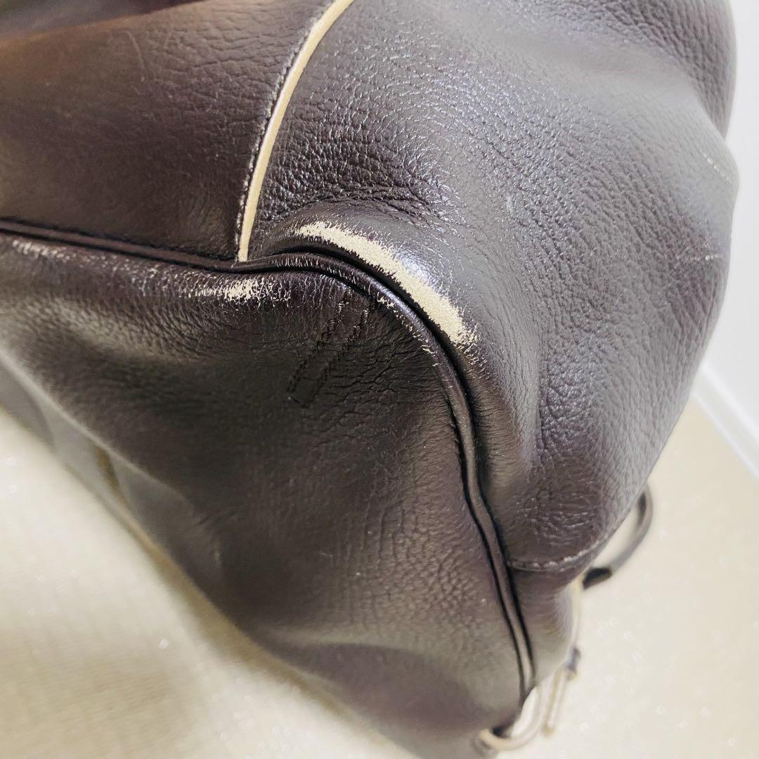 Saint Laurent Hand Bag Tote Purse Y Line Leather Brown Authentic