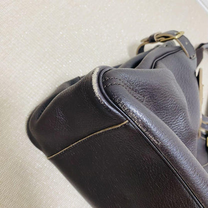 Saint Laurent Hand Bag Tote Purse Y Line Leather Brown Authentic