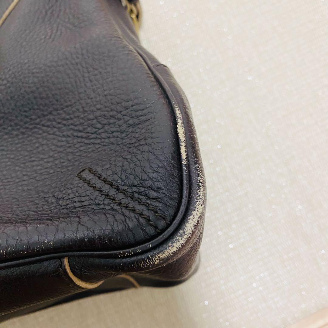 Saint Laurent Hand Bag Tote Purse Y Line Leather Brown Authentic