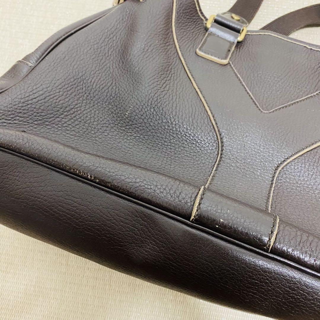 Saint Laurent Hand Bag Tote Purse Y Line Leather Brown Authentic