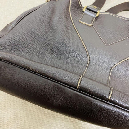 Saint Laurent Hand Bag Tote Purse Y Line Leather Brown Authentic