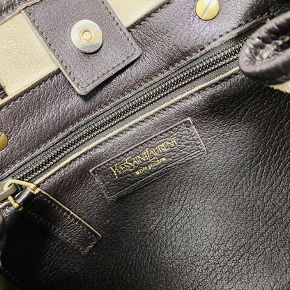 Saint Laurent Hand Bag Tote Purse Y Line Leather Brown Authentic