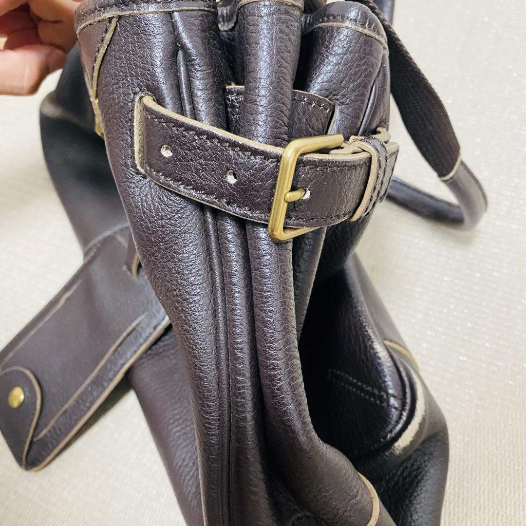 Saint Laurent Hand Bag Tote Purse Y Line Leather Brown Authentic