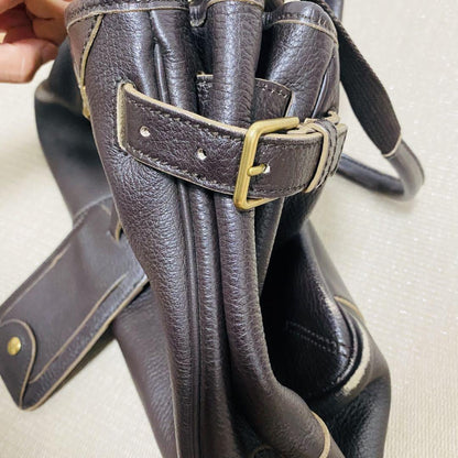 Saint Laurent Hand Bag Tote Purse Y Line Leather Brown Authentic