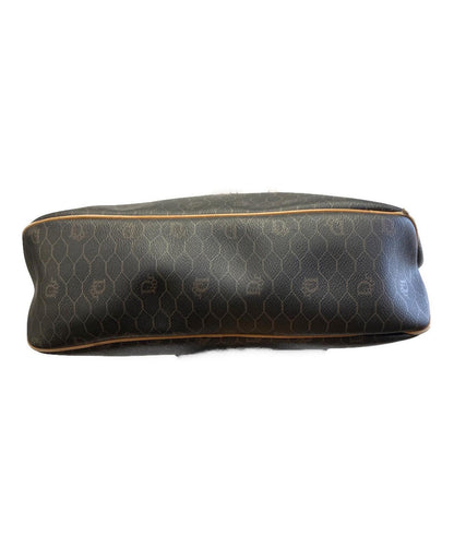 Christian Dior Hand Bag Tote Purse Honeycomb Black Brown Authentic