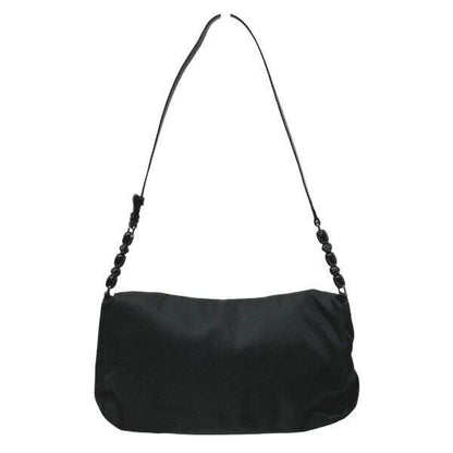 Christian Dior Hand Shoulder Bag Tote Purse Nylon Leather Black Authentic