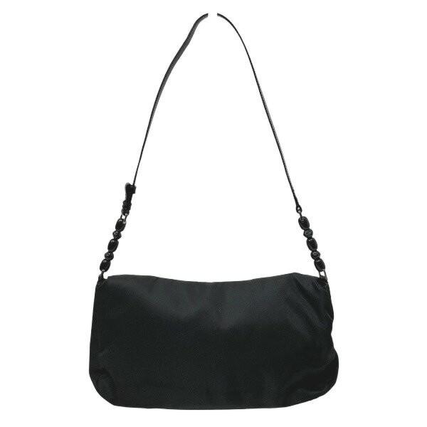 Christian Dior Hand Shoulder Bag Tote Purse Nylon Leather Black Authentic