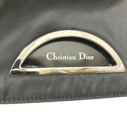 Christian Dior Hand Shoulder Bag Tote Purse Nylon Leather Black Authentic