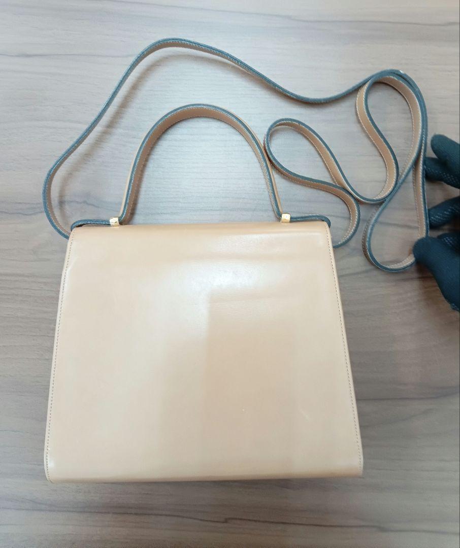Christian Dior Shoulder Bag Purse 2way Leather Beige Authentic