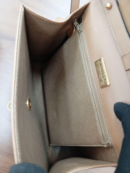 Christian Dior Shoulder Bag Purse 2way Leather Beige Authentic