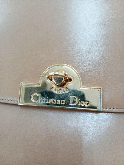 Christian Dior Shoulder Bag Purse 2way Leather Beige Authentic