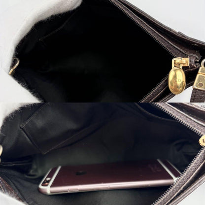 Christian Dior Shoulder Bag Purse CD PVC Leather Brown Authentic