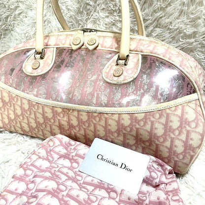 Christian Dior Hand Bag Tote Purse Trotter Pink Authentic