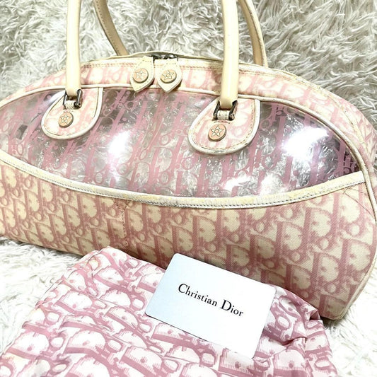 Christian Dior Hand Bag Tote Purse Trotter Pink Authentic