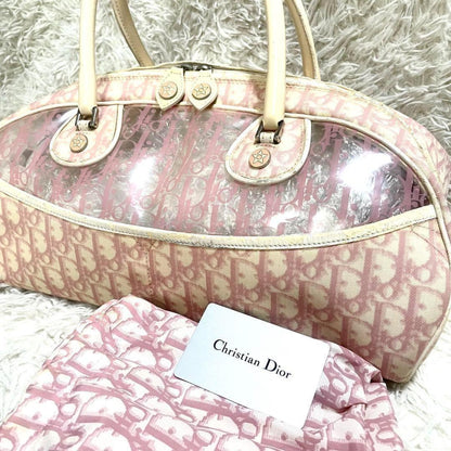 Christian Dior Hand Bag Tote Purse Trotter Pink Authentic