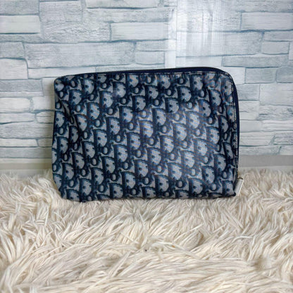 Christian Dior Hand Bag Tote Purse Trotter Nylon Navy Authentic