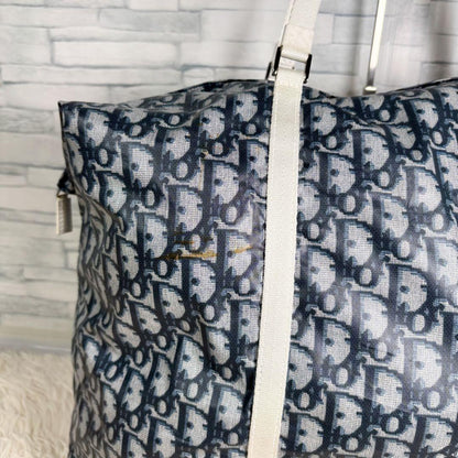 Christian Dior Hand Bag Tote Purse Trotter Nylon Navy Authentic