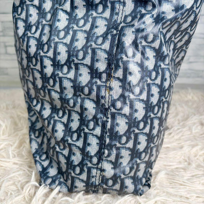 Christian Dior Hand Bag Tote Purse Trotter Nylon Navy Authentic