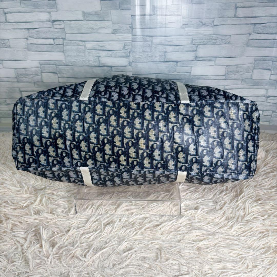 Christian Dior Hand Bag Tote Purse Trotter Nylon Navy Authentic