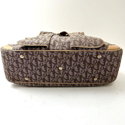 Christian Dior Hand Bag Tote Purse Trotter Canvas Brown Authentic
