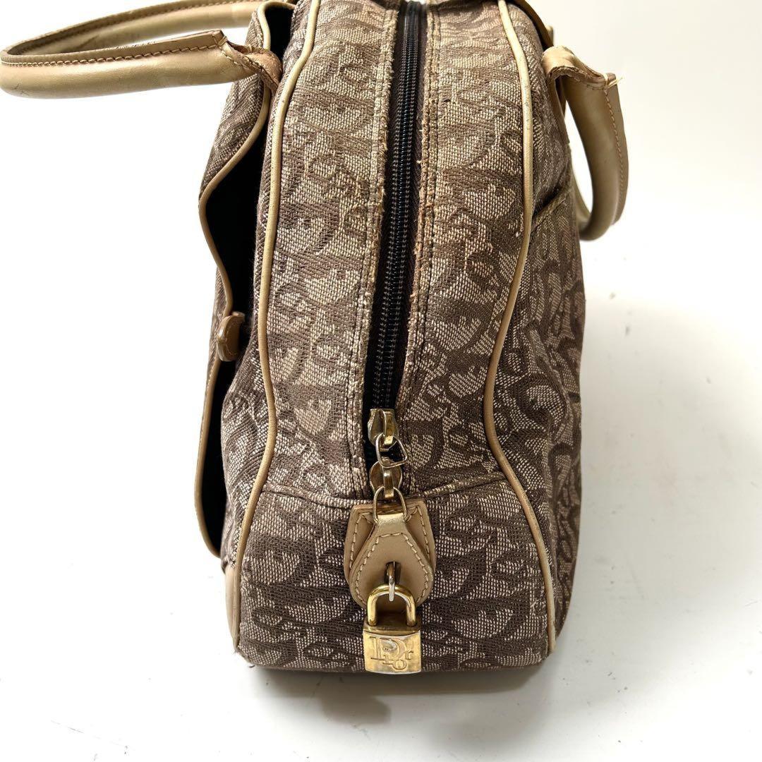 Christian Dior Hand Bag Tote Purse Trotter Canvas Brown Authentic