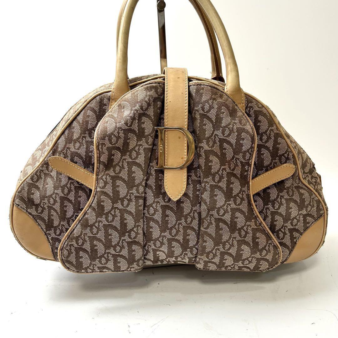 Christian Dior Hand Bag Tote Purse Trotter Canvas Brown Authentic