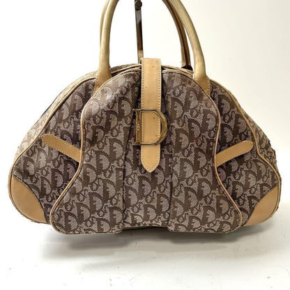 Christian Dior Hand Bag Tote Purse Trotter Canvas Brown Authentic