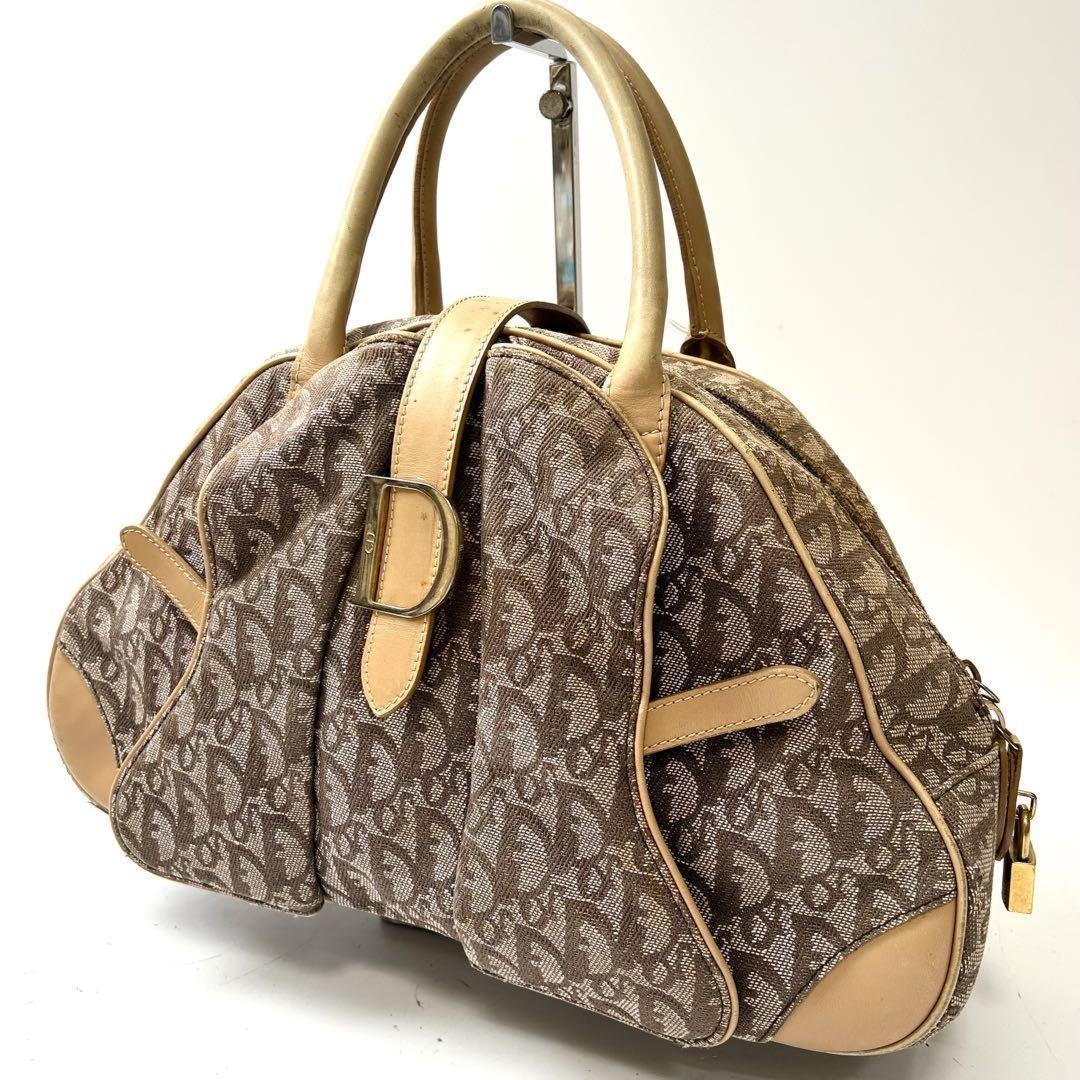Christian Dior Hand Bag Tote Purse Trotter Canvas Brown Authentic