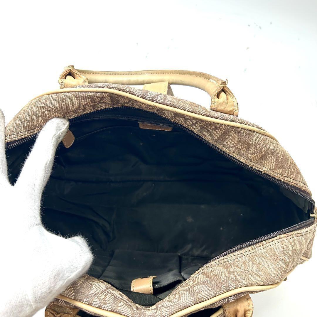 Christian Dior Hand Bag Tote Purse Trotter Canvas Brown Authentic