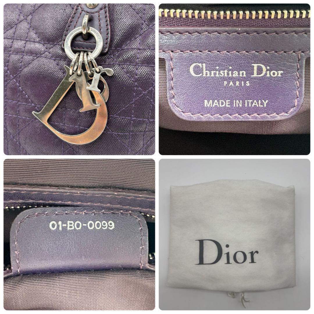 Christian Dior Hand Bag Tote Purse Mini Boston Cannage Leather Purple Authentic