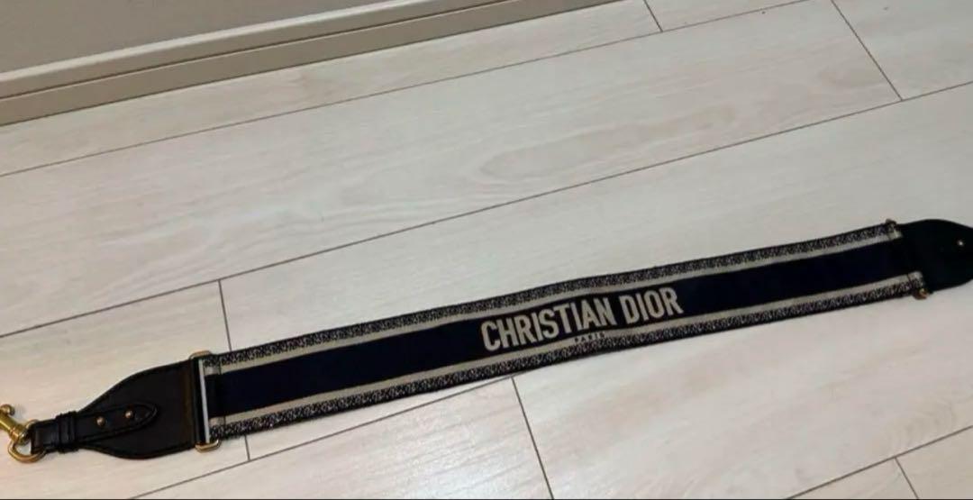 Christian Dior Shoulder Strap Belt Logo Canvas Leather Beige Black Authentic