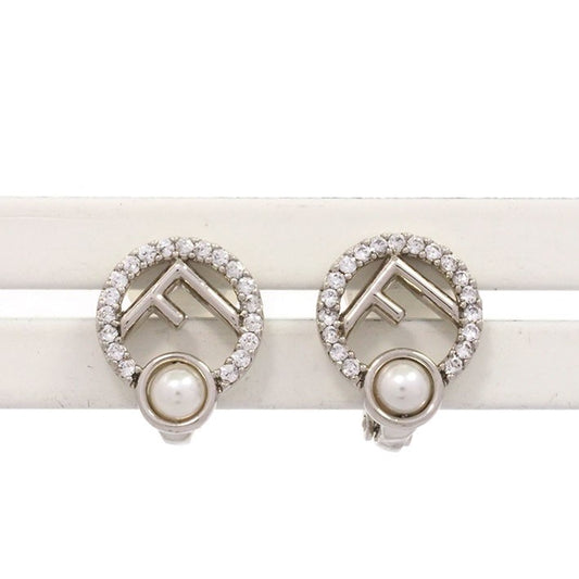 FENDI Earrings F is Rhinestone Women Accessory Authentic