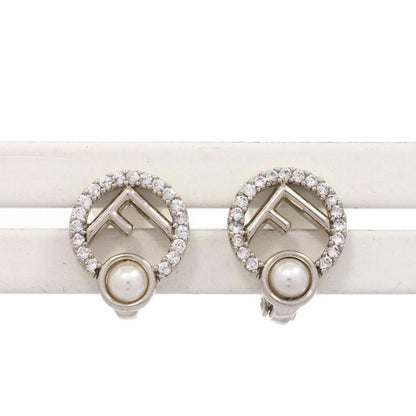 FENDI Earrings F is Rhinestone Women Accessory Authentic