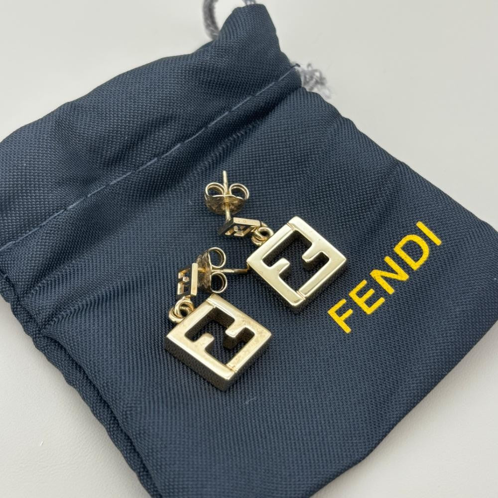 FENDI Earrings FF Gold Women Accessory Authentic