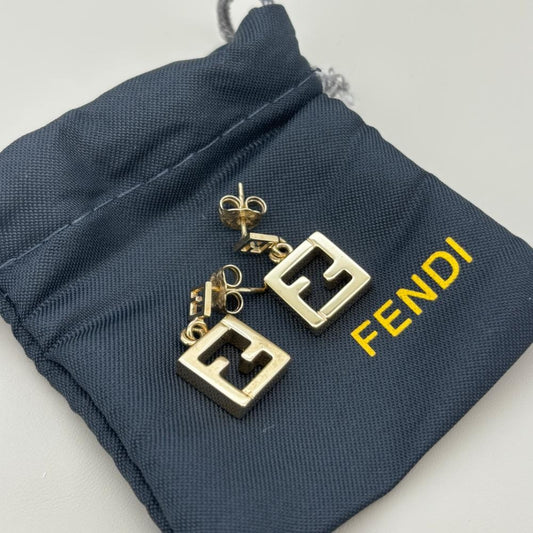 FENDI Earrings FF Gold Women Accessory Authentic