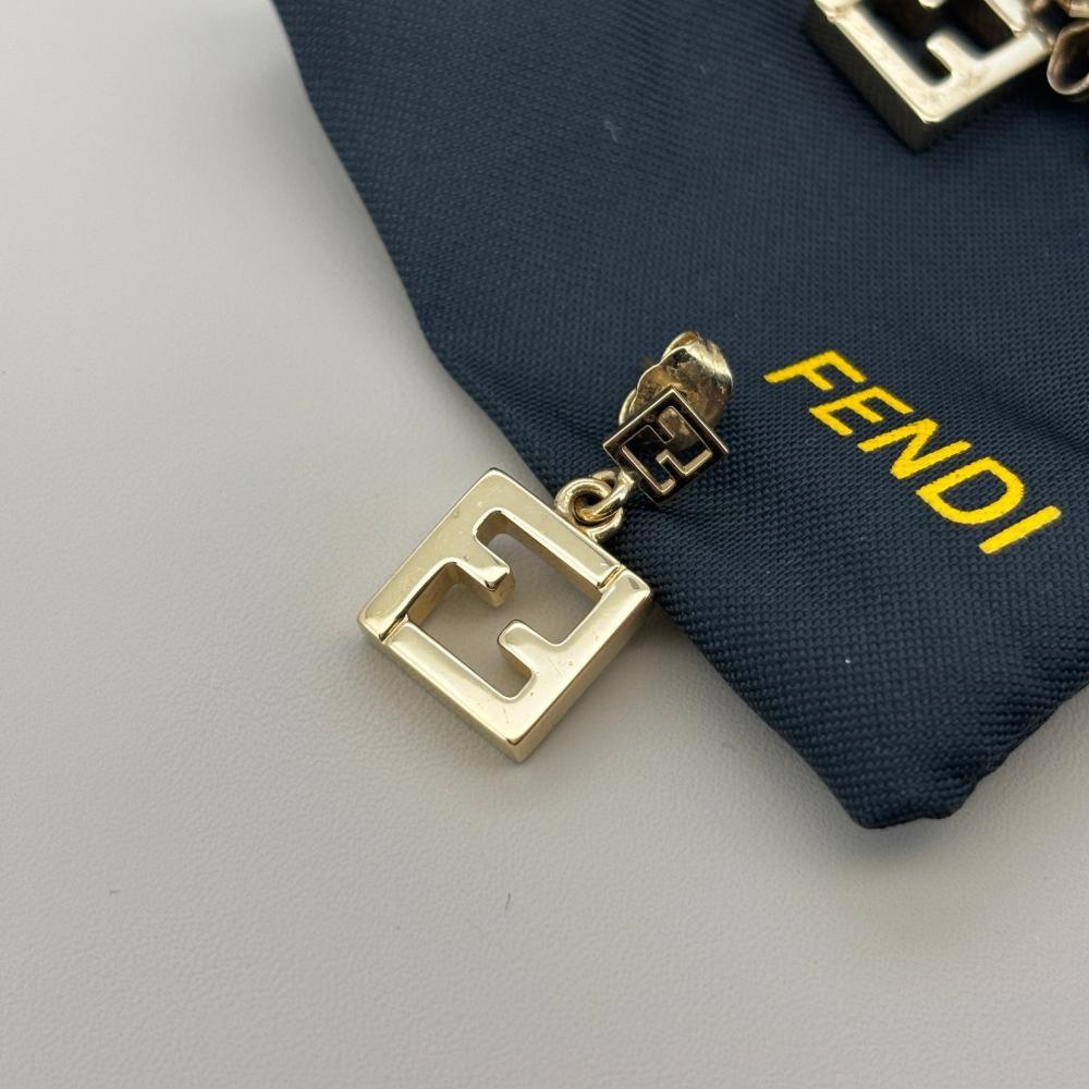 FENDI Earrings FF Gold Women Accessory Authentic