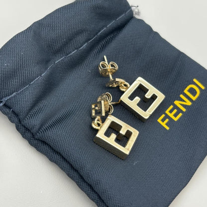 FENDI Earrings FF Gold Women Accessory Authentic