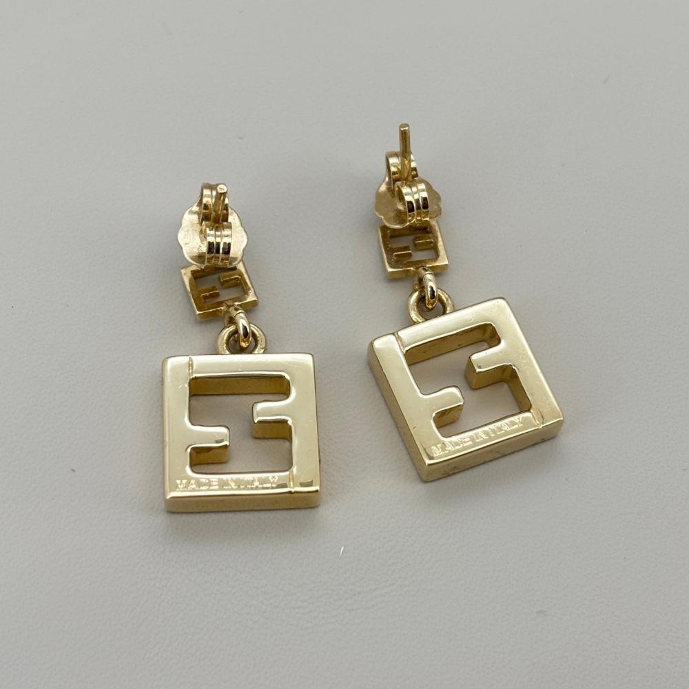 FENDI Earrings FF Gold Women Accessory Authentic