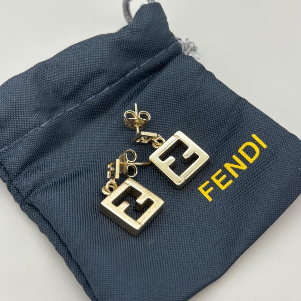 FENDI Earrings FF Gold Women Accessory Authentic