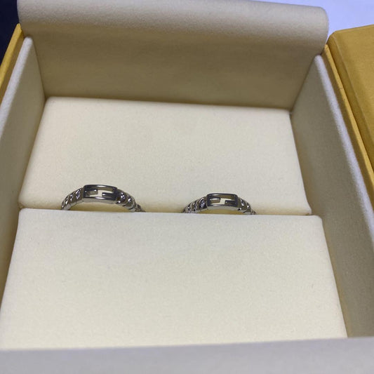 FENDI Earrings FF Silver Women Accessory Authentic