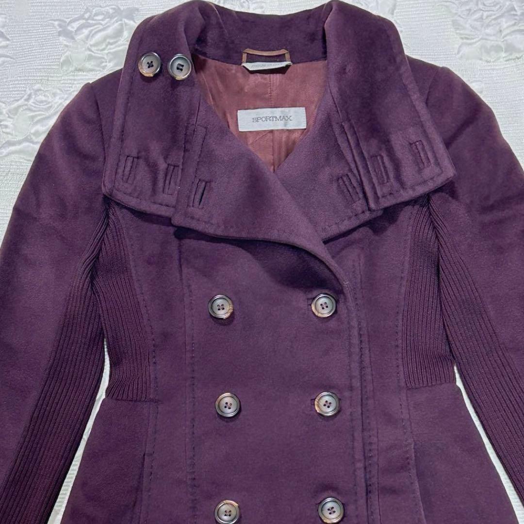 Max Mara SPORTMAX Long Coat Asian fit L 40 US size M Bordeaux Authentic