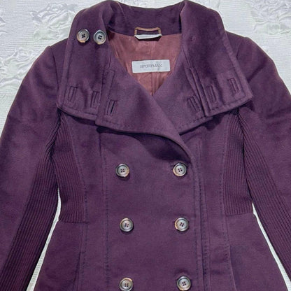 Max Mara SPORTMAX Long Coat Asian fit L 40 US size M Bordeaux Authentic