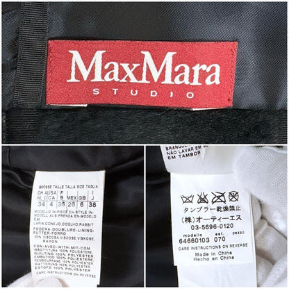 Max Mara Fur Coat Asian fit M 38 US size S Black Authentic